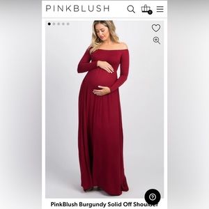 PinkBlush burgundy long sleeve maternity maxi dress